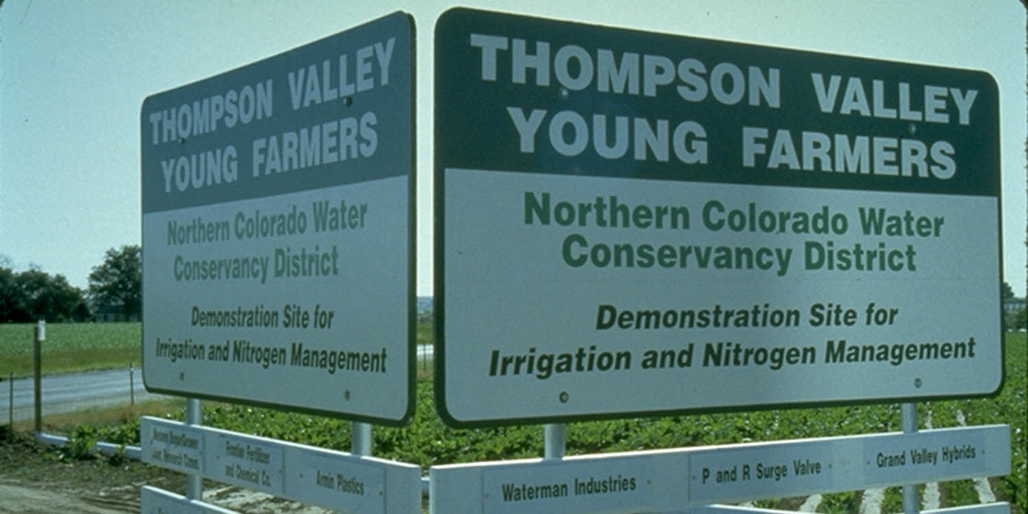 Sign at location of Thompson Valley Young Farmers demonstration site